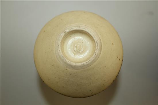 Dame Lucie Rie D.B.E. (1902-1995). A porcelain bottle vase and a small flaring bowl, diam. 9.5cm, faults